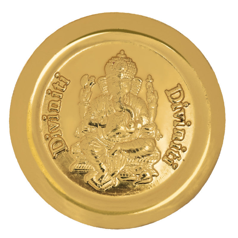 Diviniti Luxurious Gold Coin Laxmi Ganesha 24K Gold Coin 18mm