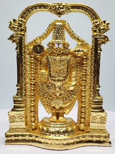 DIVINITI 24K Gold Plated Lord Tirupati Balaji Statue Blessings, Prosperity and Spiritual Idol For Home & Office Decor, Workshop, Mandir, Gift (20x13 CM)