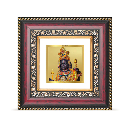 DIVINITI 24K Gold Plated Lord Ram Lalla Classic Wall Photo Frame Idol for Table Top, Puja Room, Home Decor, Workshop, Gifts|DG105S1A (10x10 CM)