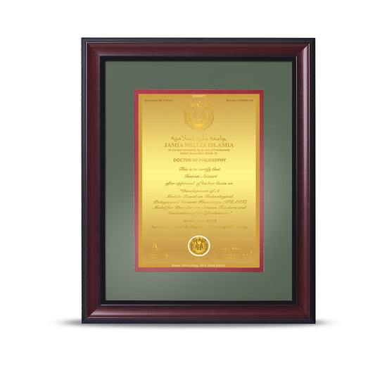 Customized Heritage Certificate with Matter Printed On 24K Gold Plated Foil For University Students (42 x 34 CM)