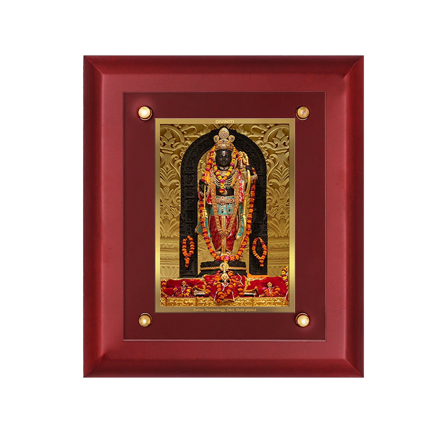 DIVINITI 24K Gold Plated Ram Lalla Photo Frame For Home Decor, Wall Decor, Table, Puja Room & Gift MDF S2.5 (25.1X20.1 CM)