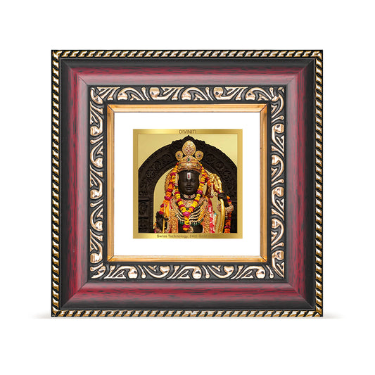 DIVINITI 24K Gold Plated Lord Ram Lalla Photo Frame Idol for Home Decor, Workshop, Puja Room, Wall Hanging, Table Top, Gifts|DG105S1A (10x10 CM)