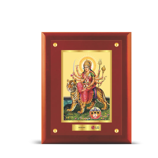 Diviniti 24K Gold Plated Durga Customized Photo Frame Home & Office Decor, Tabletop, Puja Room, Workshop, Gift Items | MDFS2 (20x16 CM)