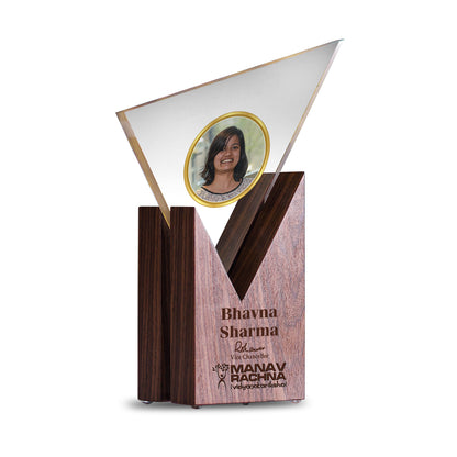 Customized Base Acrylic Trophy with Matter & Photo Printed For Corporate Gifting