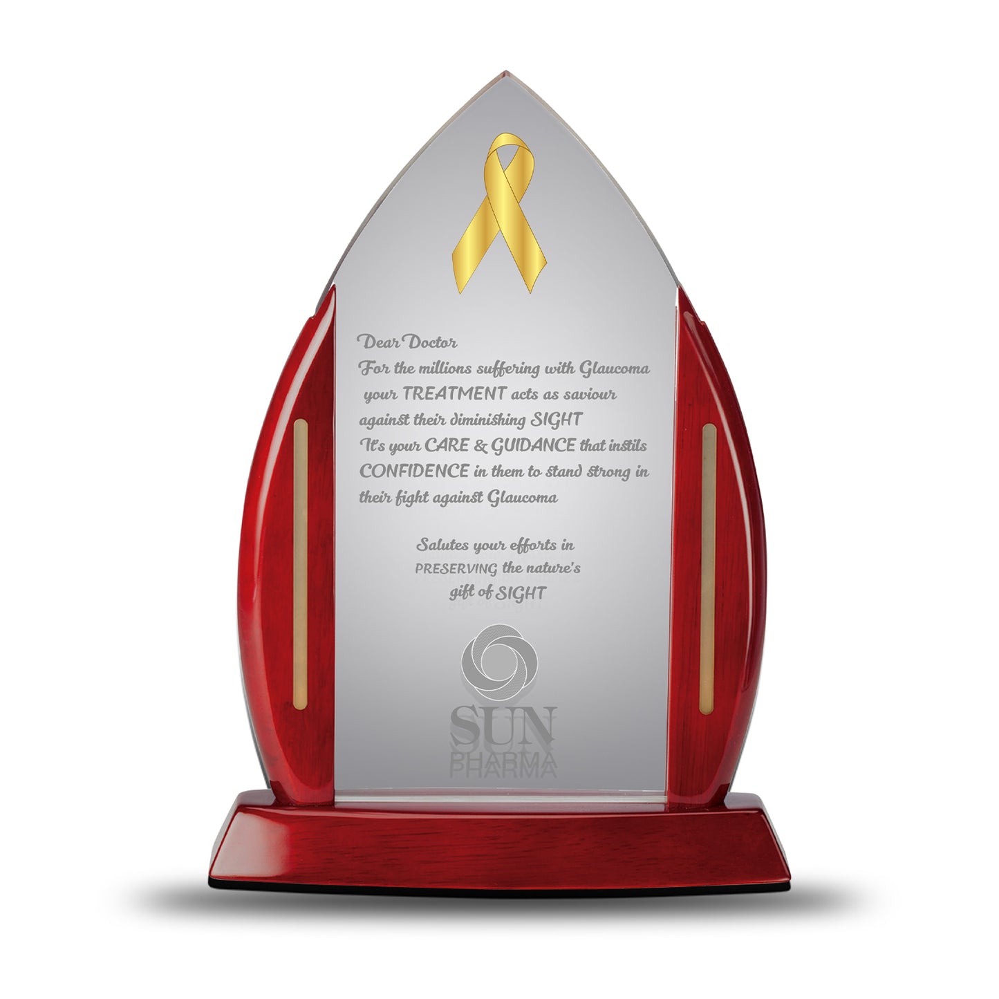 Customized MDF Trophy with Matter Printed On 24K Gold Plated Foil For Corporate Gifting