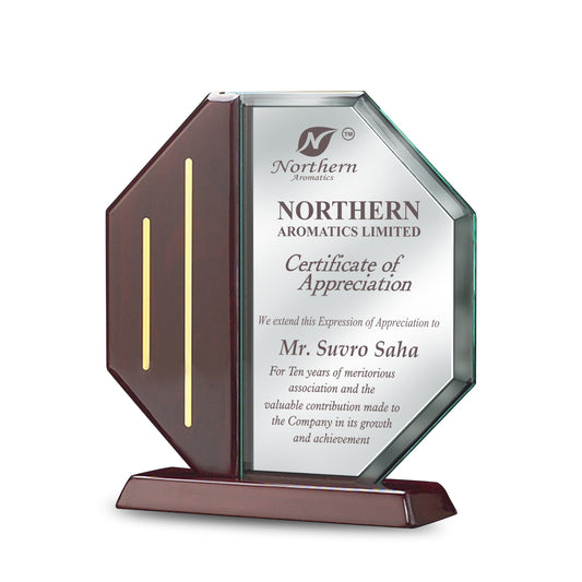 Customized MDF Base Acrylic Trophy with Matter Printed For Corporate Gifting