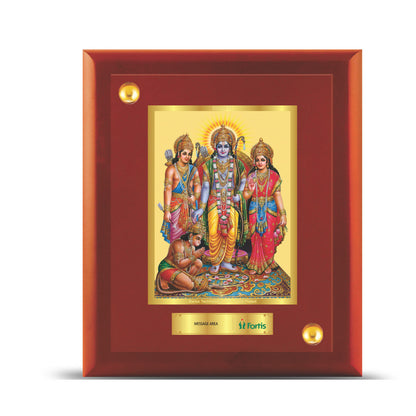 DIVINITI 24K Gold Plated Foil Lord Ram Darbar Wooden Customized Photo Frame Idol for Temple, Home Decor, Luxury Gift | MDF Size 1 (16.7x14.2 CM)