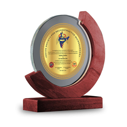 Customized MDF Trophy with Matter Printed On 24K Gold Plated Foil For Corporate Gifting