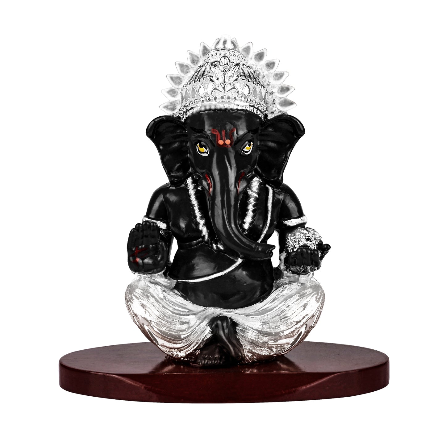 DIVINITI 999 Silver Plated Elephant Face Lord Ganesha Statue Idol For Home & Office Decor, Mandir, Luxury Gift (10x10 CM)