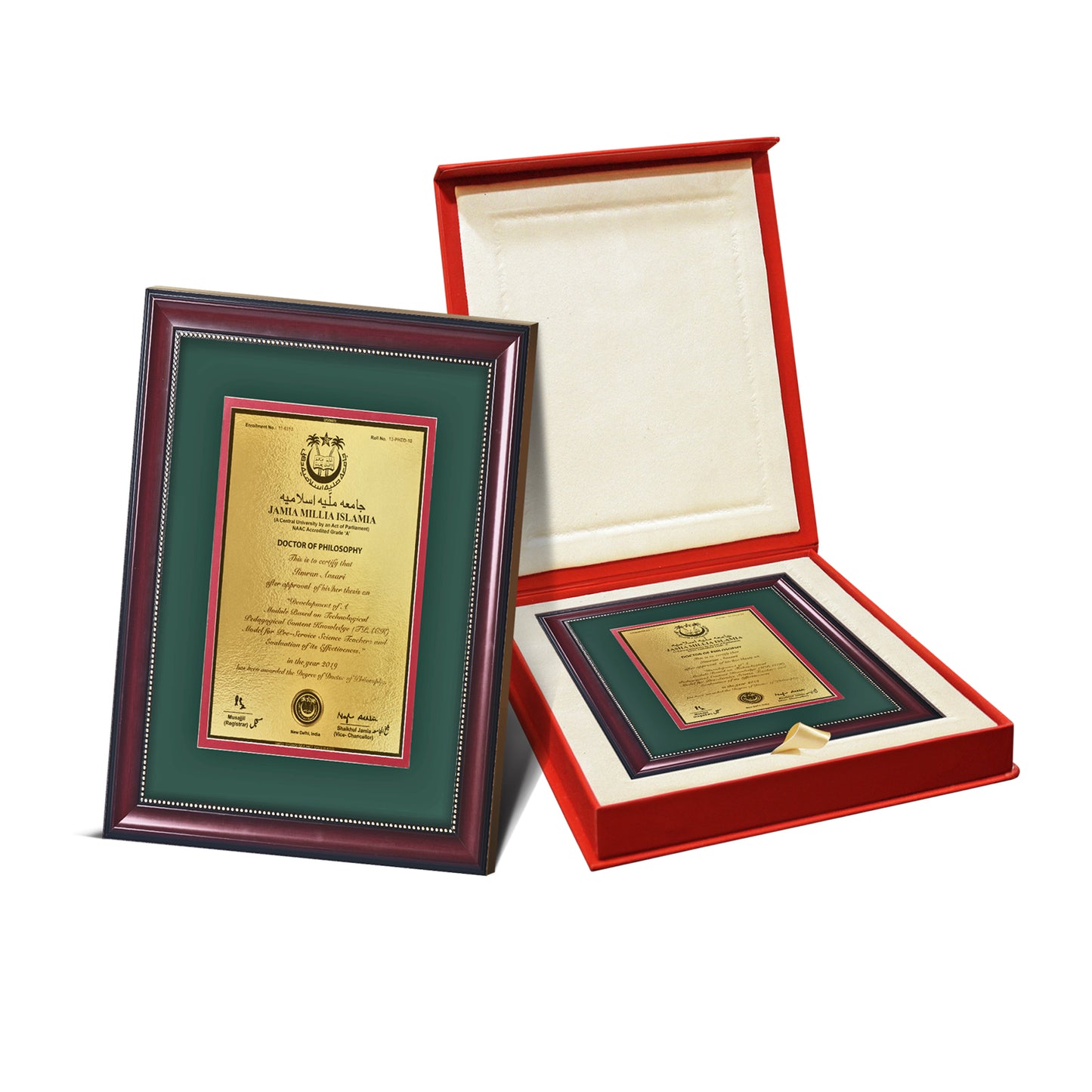 Customized Heritage Certificate with Matter Printed On 24K Gold Plated Foil For University Students