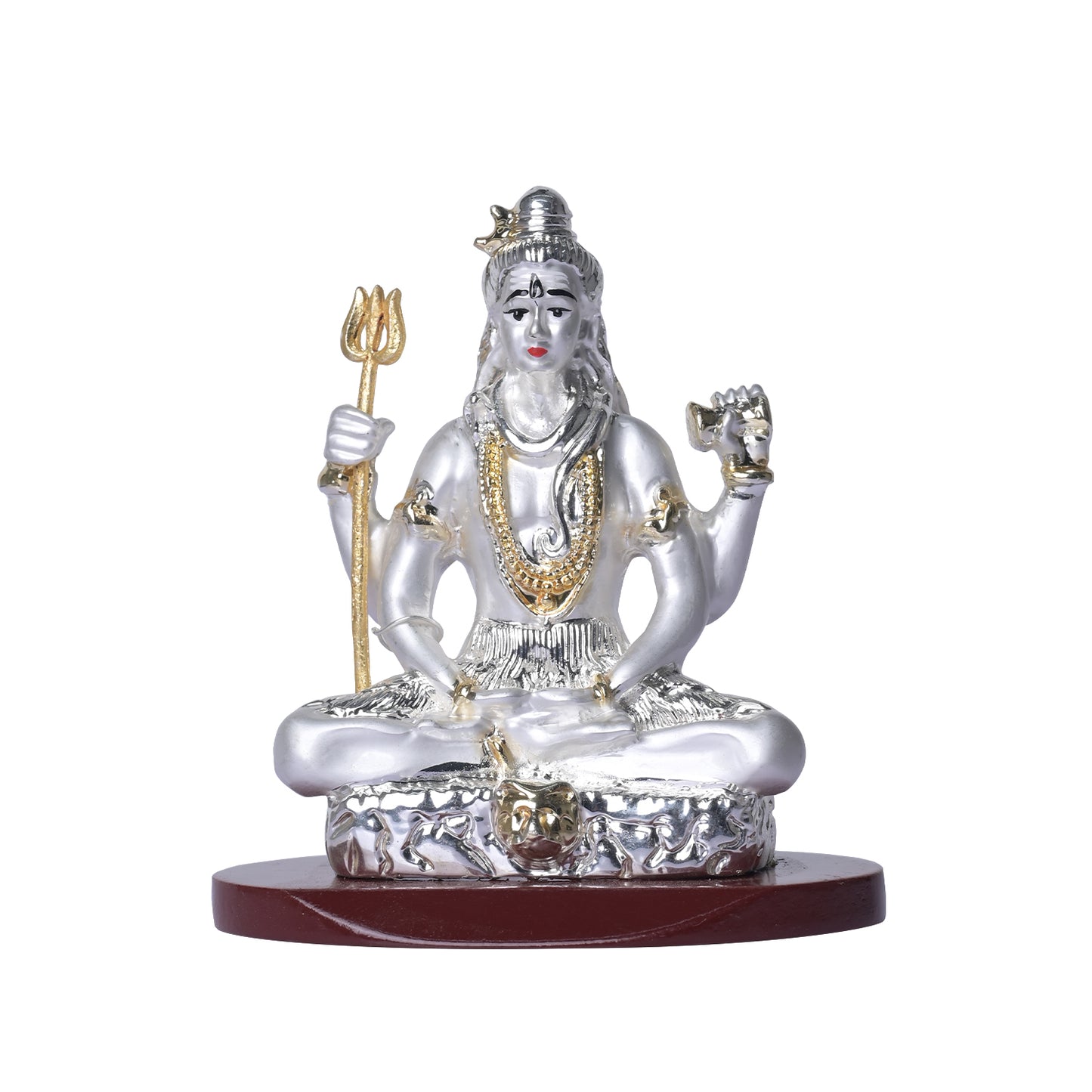 DIVINITI 999 Silver Plated Lord Shiva Statue Idol For Home Decor, Car Dashboard, Table Top, Luxury Gift, Puja Room (8x7 CM)