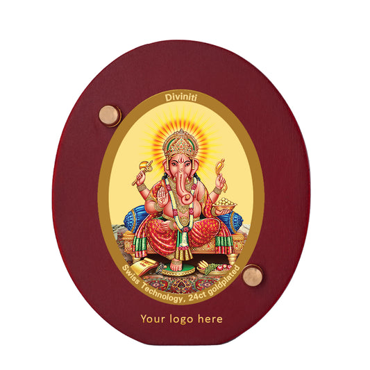 24K Gold Plated Foil Ganesha Customized Photo Frame For Corporate Gifting (5.7 x 6.7 CM)