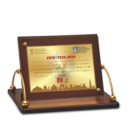 Customized MDF Memento With Matter Printed on 24K Gold Plated Foil For Corporate Gifting