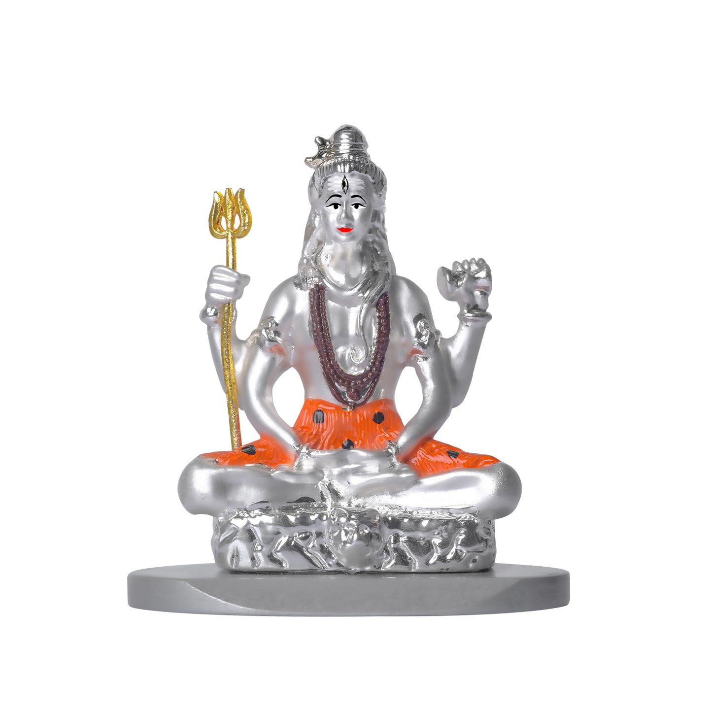 DIVINITI 999 Silver Plated Lord Shiva Statue Spiritual Power, Peace Idol For Car Dashboard, Home Decor, Table Decor, Puja Room, Luxury Gift (8x7 CM)