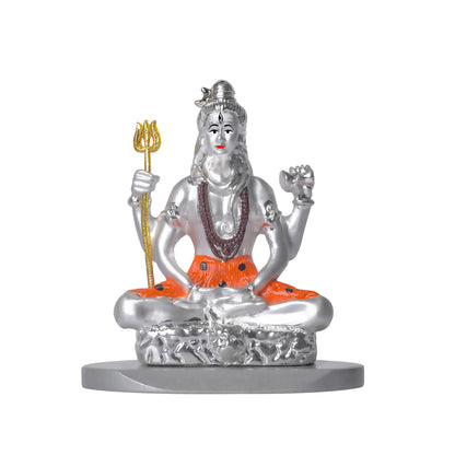 DIVINITI 999 Silver Plated Lord Shiva Statue Spiritual Power, Peace Idol For Car Dashboard, Home Decor, Table Decor, Puja Room, Luxury Gift (8x7 CM)