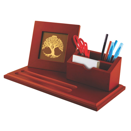 Diviniti Customized Pen Holder with 24K Gold Plated Tree of Life Frame For University (12 x 26 CM)