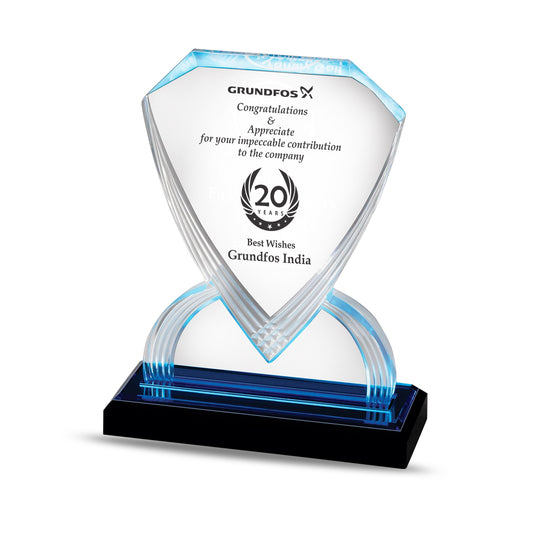 Customized Crystal Trophy with Matter Printed For Corporate Gifting