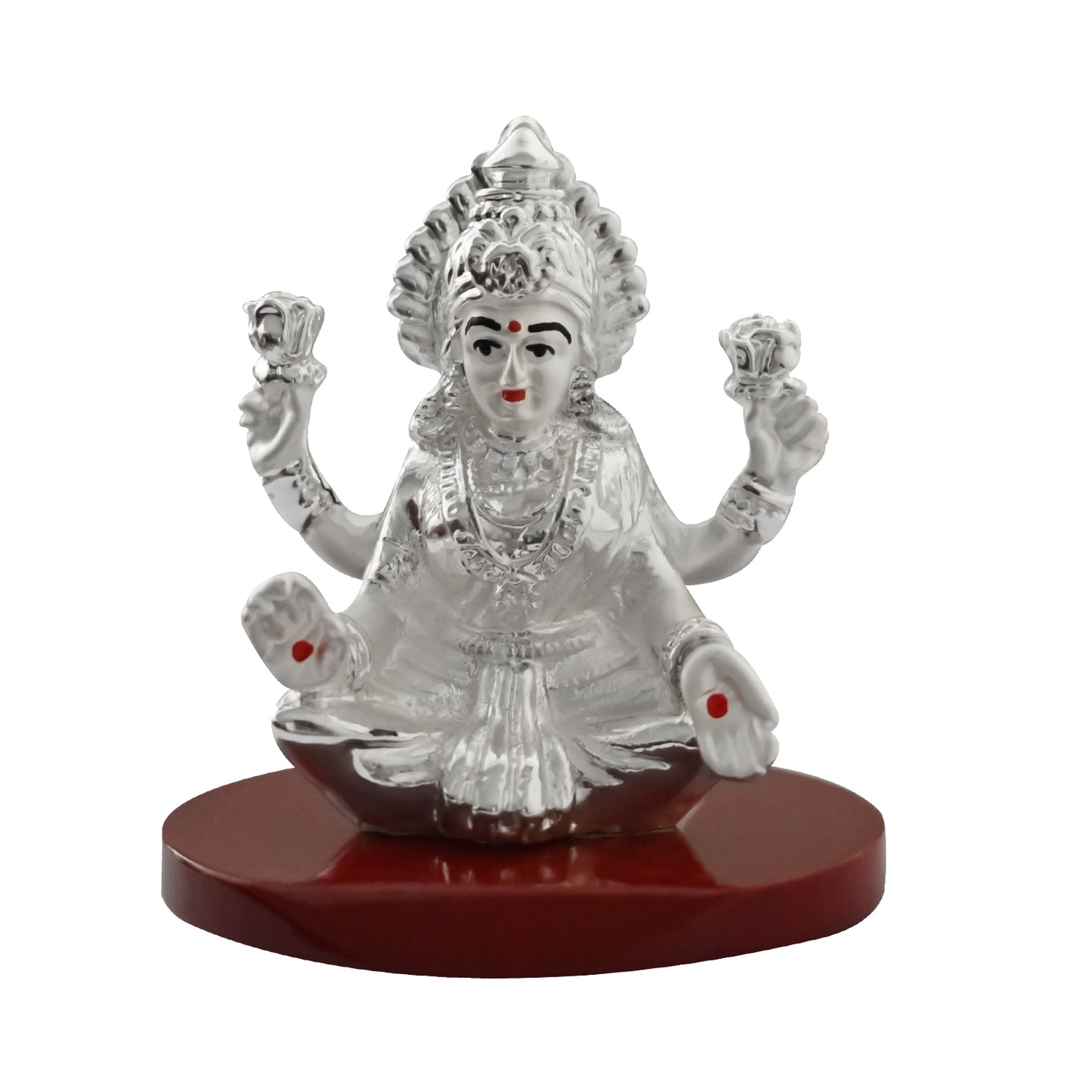 DIVINITI 999 Silver Plated Goddess Lakshmi Statue Idol For Home & Office Decor , Workshop, Puja Room, Luxury Gift (8x6.5 CM)