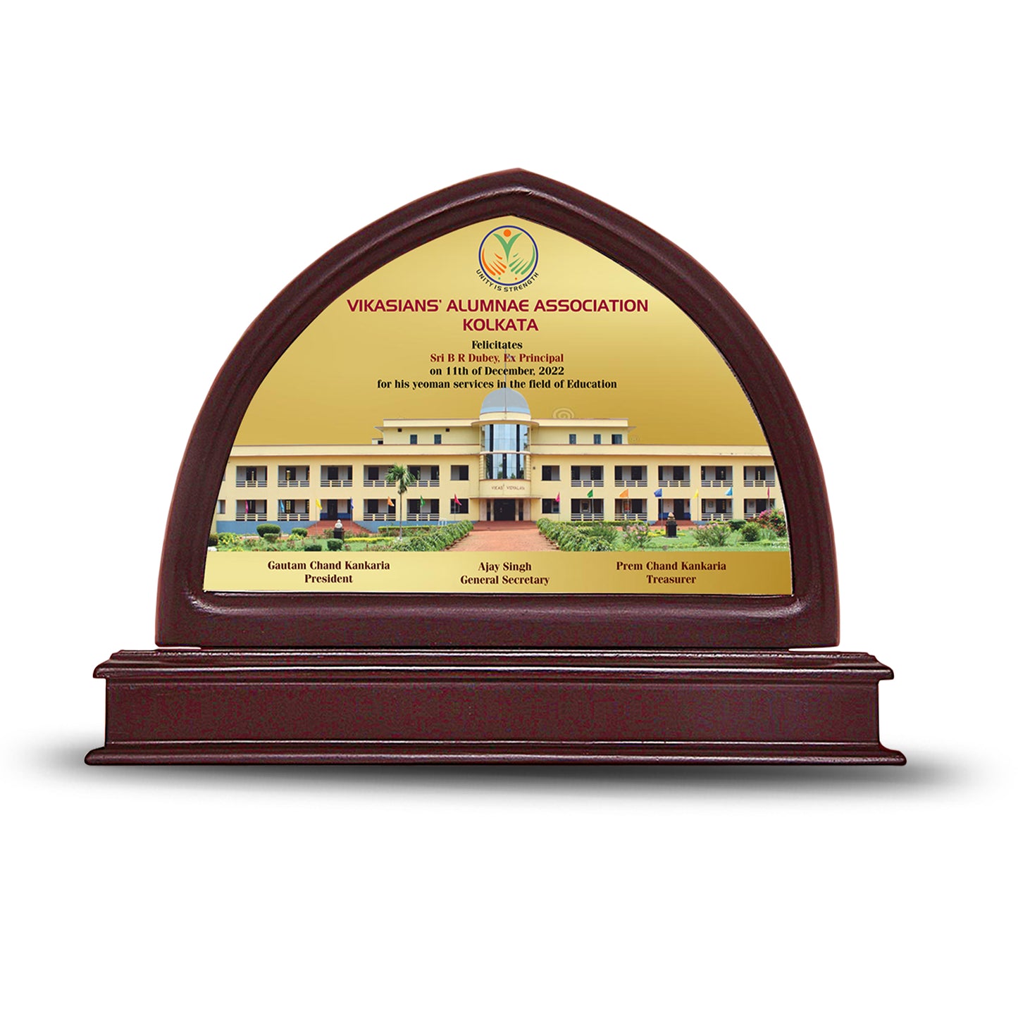 Customized MDF Memento With Image & Matter Printed on 24K Gold Plated Foil For Corporate Gifting