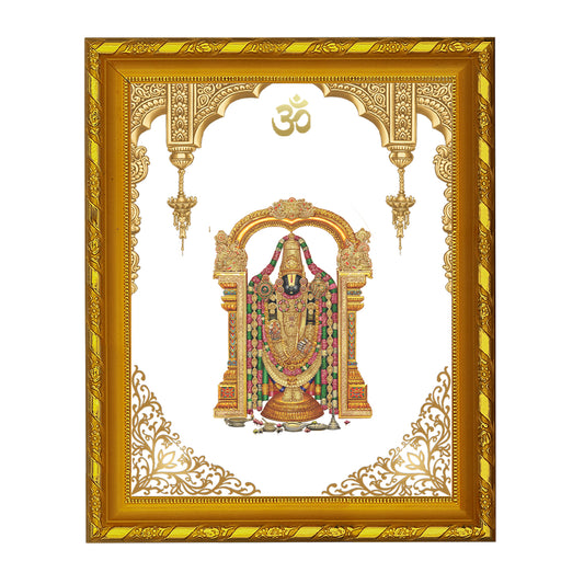 DIVINITI 24K Gold Plated Foil Tirupati Balaji Photo Frame Idol for Home Decor, Puja Room, Table Top, Wall Hanging, Workshop, Gift|DG103 Size 2 (22.6x18.4 CM)