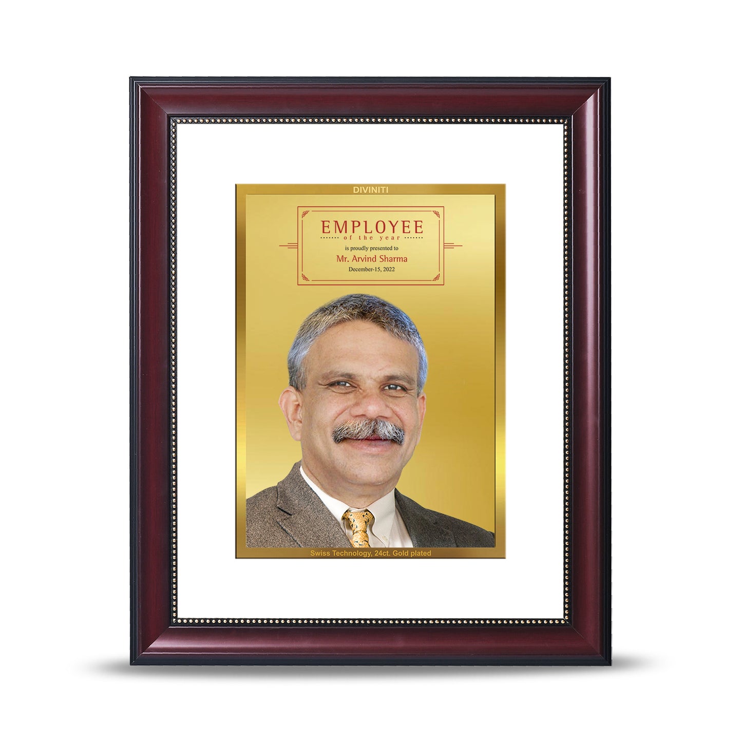 Customized Double Glass Frame With Image Printed on 24K Gold Plated Foil For Corporate Gifting