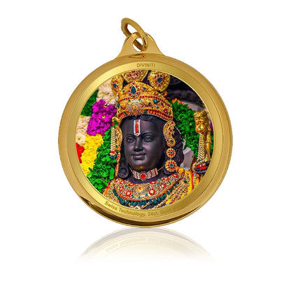 Diviniti 24K Gold Plated Lord Ram Lalla & Jai Shri Ram 22MM Double Sided Pendant For Men, Women & Kids