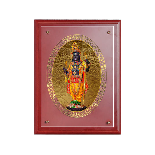 DIVINITI 24K Gold Plated Foil Ram Lalla Wall Photo Frame for Home Decor, Puja Room, Tabletop, Workshop, Luxury Gift MDFS3 (30.2x22.7)