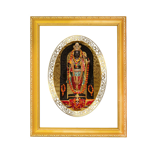 DIVINITI 24K Gold Plated Foil Lord Ram Lalla Photo Frame Idol for Puja Room, Workshop, Wall Hanging, Home Decor, Gift | DG101 Size 2 (22.6x18.4 CM)