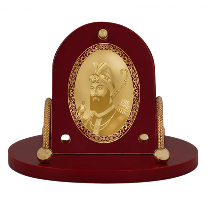 Diviniti 24K Gold Plated Guru Gobind Singh Frame for Car Dashboard, Home Decor, Table & Office (8 CM x 9 CM)