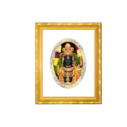 DIVINITI 24K Gold Plated Foil Lord Ram Lalla Wooden Photo Frame for Home Decor, Puja Room, Table Top, Wall Hanging, Workshop, Gift | DG103 Size 2 (22.6x18.4 CM)