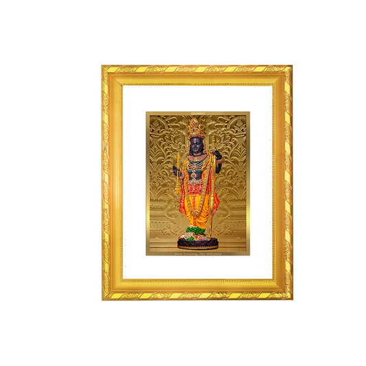 DIVINITI 24K Gold Plated Foil Lord Ram Lalla Photo Frame Idol for Home Wall Decor, Workshop, Table Top, Premium Gift | DG103 Size 2 (22.6x18.4 CM)