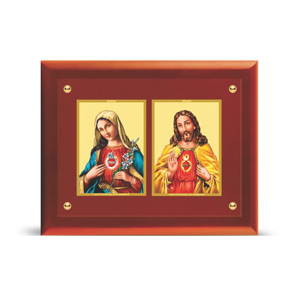 Diviniti 24K Gold Plated Foil Jesus & Mother Mary Wooden Photo Frame for Home Decor, Puja Room, Wall Hanging, Tabletop, Workshop, Gift MDFS3 (30.2x22.7)