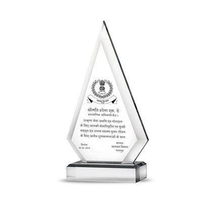 Customized Crystal Trophy with Matter Printed For Corporate Gifting