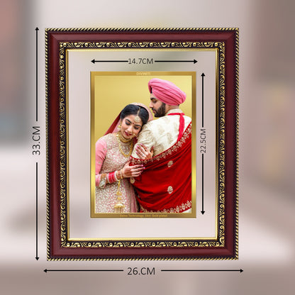 Diviniti 24K Gold Plated Customized Printed Photo Frame With Personalized Gift for Birthday, Marriage Anniversary & Celebration and Loved Ones DG105S3 (27.6X35.4 CM)