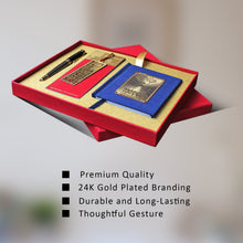 Load image into Gallery viewer, Diviniti Customized Combo of Steel Pen, Note Book &amp; Bookmark with 24K Gold Plated Branding For University
