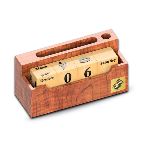 Customized Dice Date Calendar With Pen & Pad Holder For Corporate Gifting