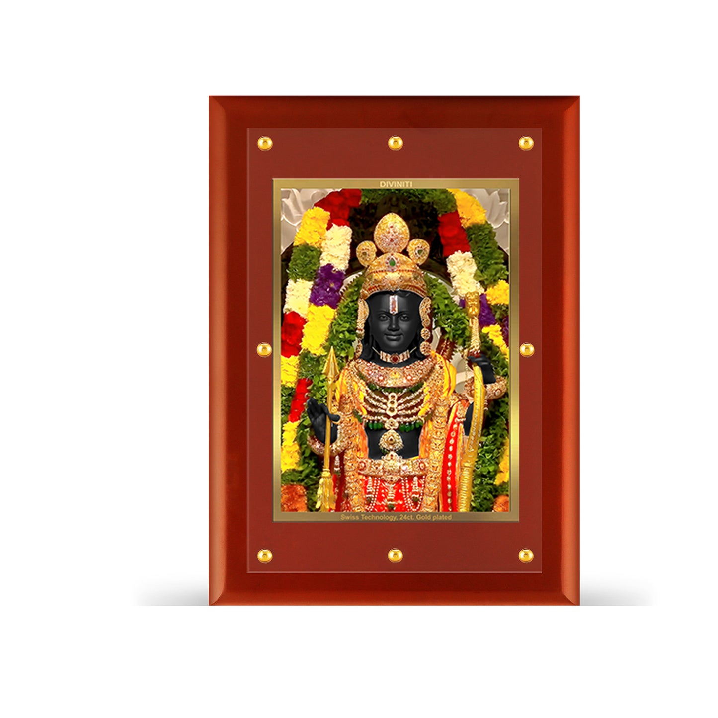 Diviniti 24K Gold Plated Ram Lalla Photo Frame For Home Decor Showpiece, Wall Decor, Puja Room & Gift (56 CM X 71 CM)