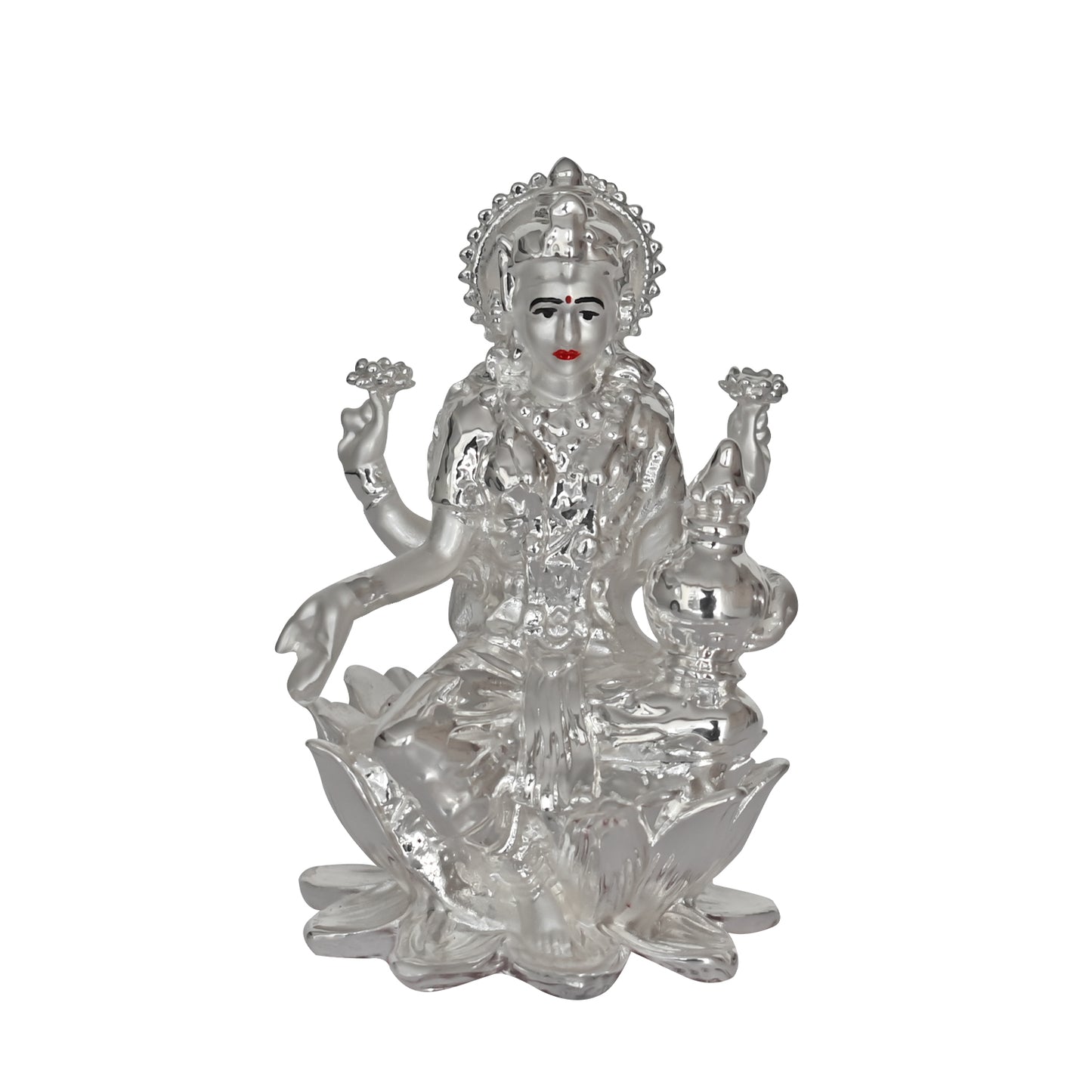 Diviniti 999 Silver Plated Lakshmi Mata Idol for Home Decor, Table Top, Puja Room, Gift (8X5.5CM)