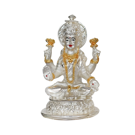 DIVINITI 999 Silver Plated Goddess Lakshmi Idol For Home Decor, Table Decor, Puja Room, Luxury Gift (10.5x5.5 CM)