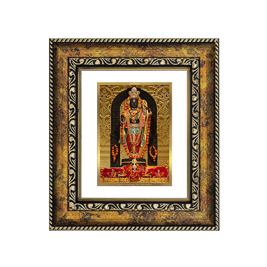 DIVINITI 24K Gold Plated Lord Ram Lalla Luxurious Photo Frame Idol for Home Decor, Table Top, Wall Hanging, Workshop, Premium Gift | DG113 Size 2 (22.6x18.4 CM)