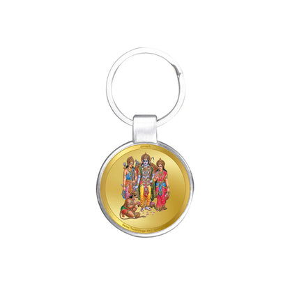 Diviniti 24K Gold Plated Ram Darbar Key Chain with Metallic Ring (7.5 CM X 4.0 CM)