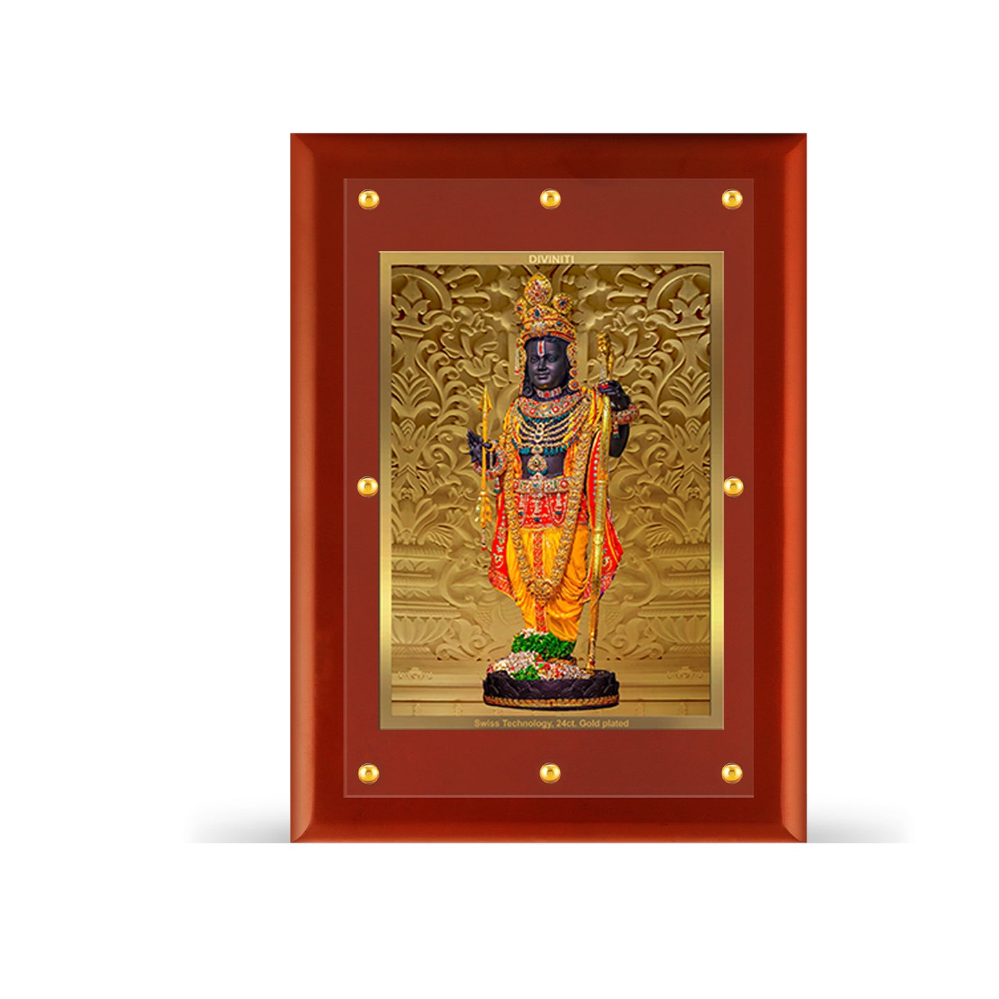 Diviniti 24K Gold Plated Ram Lalla Photo Frame For Home Decor Showpiece, Wall Decor, Puja Room & Gift (56 CM X 71 CM)