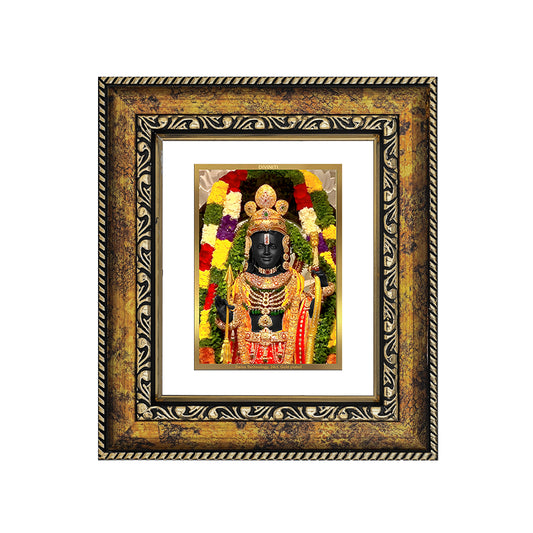 DIVINITI 24K Gold Plated Lord Ram Lalla Exquisite Photo Frame Idol for Home & Office Decor, Wall Hanging, Workshop, Table Top, Gift | DG113 Size 2 (22.6x18.4 CM)