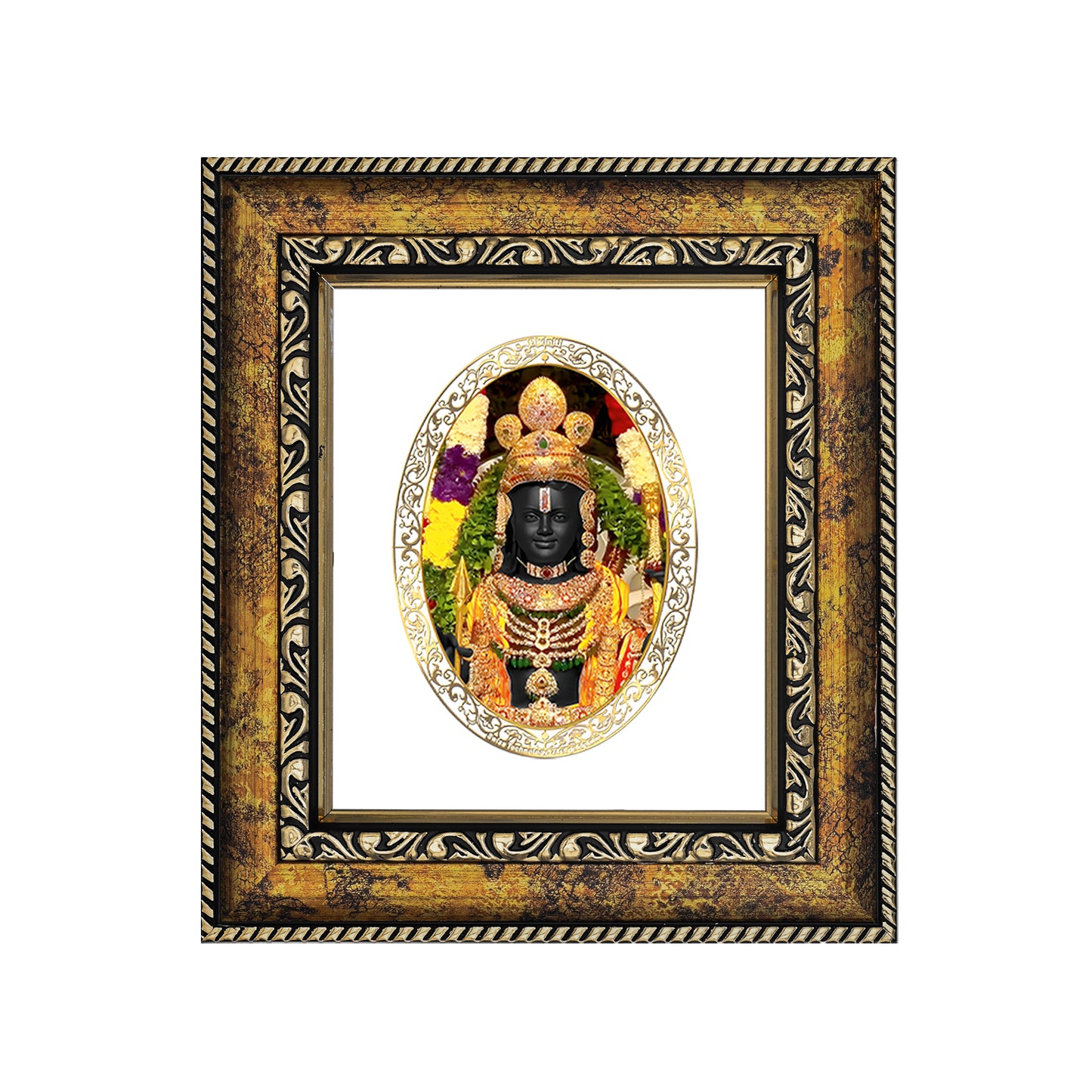 DIVINITI 24K Gold Plated Lord Ram Lalla Traditional Photo Frame Idol for Home Wall Decor, Workshop, Table Top, Premium Gift | DG113 Size 2 (22.6x18.4 CM)