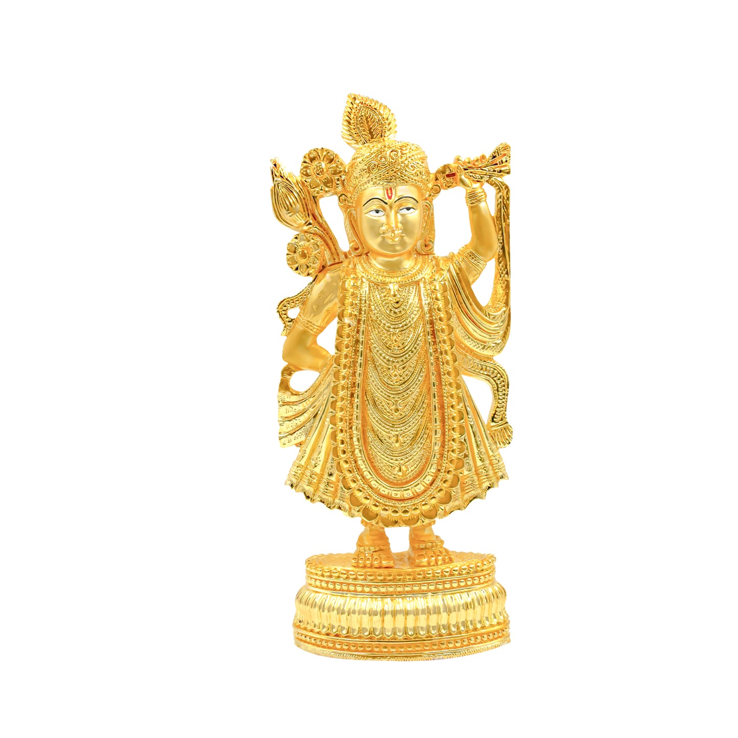 DIVINITI 24K Gold Plated Shrinath Ji Statue For Divine Love and Grace, Positive Energy, Idol For Home, Office, Worship, Luxury Gift (25x11.5 CM)