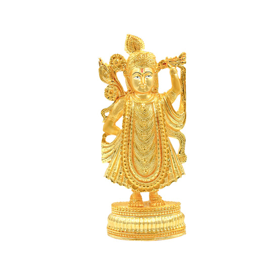 DIVINITI 24K Gold Plated Shrinath Ji Statue For Divine Love and Grace, Positive Energy, Idol For Home, Office, Worship, Luxury Gift (25x11.5 CM)