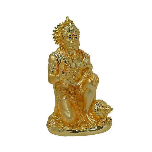 DIVINITI 24K Gold Plated Lord Hanuman Ji Ashirwad Idol Statue For Home Decor, Table Top, Puja, Gift (19.5x11 CM)