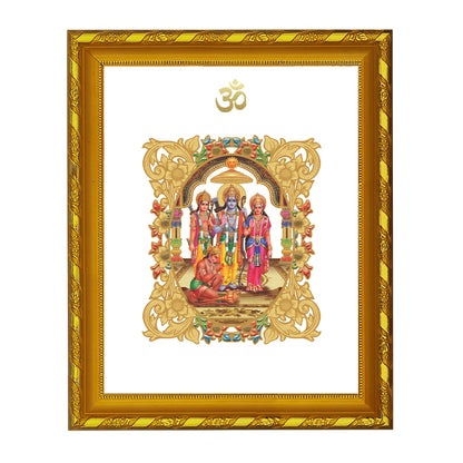 DIVINITI 24K Gold Plated Foil Shri Ram Darbar Wooden Photo Frame for Home Decor, Puja Room, Table Top, Wall Hanging, Workshop, Gift | DG103 Size 2 (22.6x18.4 CM)