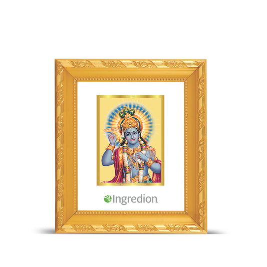 DIVINITI 24K Gold Plated Foil Lord Krishna Classic Photo Frame for Home & Office Wall Decor, Workshop, Luxurious Gifts|DGS1A (10x10 CM)