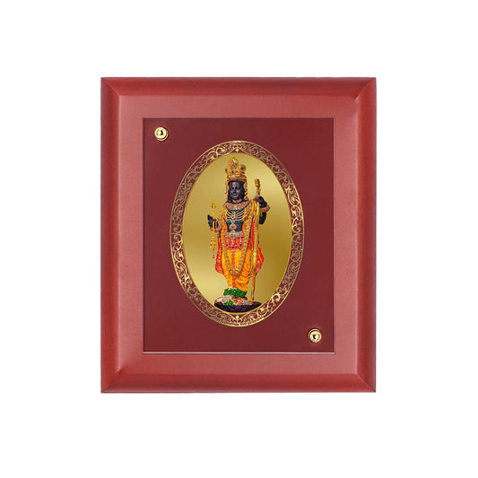 DIVINITI 24K Gold Plated Foil Ram Lalla Stylish Photo Frame Idol for Puja Room, Table Top, Home Decor, Wall Hanging, Gift|MDF Size 1 (16.7x14.2 CM)